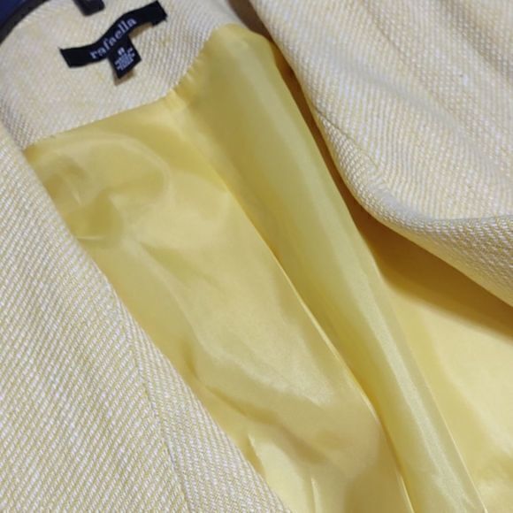 Rafaella Yellow Angled Open Front‎ Linen Blend Blazer NWT Sz 8 - Picture 12 of 14